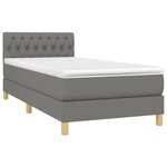 vidaXL Sommier à lattes de lit avec matelas Gris foncé 90x200 cm Tissu
