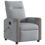 vidaXL Fauteuil de massage inclinable électrique gris clair tissu