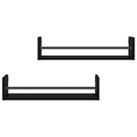 vidaXL Étagères murales avec barres 2 Pièces noir 60x16x14 cm