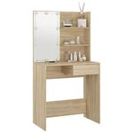 vidaXL Coiffeuse avec LED chêne sonoma 74 5x40x141cm bois d'ingénierie