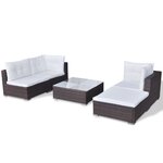 vidaXL Salon de jardin avec coussins 5 Pièces Résine tressée Marron