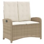 vidaXL Ensemble à manger de jardin et coussins 2 Pièces beige poly rotin