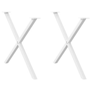 vidaXL Pieds de table à manger en forme de X 2 pièces blanc 90 x (72-73) cm acier