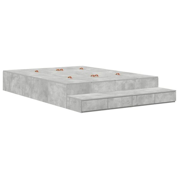vidaXL Cadre de lit avec rangement Gris béton 226 5 x 140 x 31 5 cm