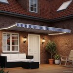 vidaXL Store rétractable manuel avec LEDs Bleu et Blanc 4 × 3 m