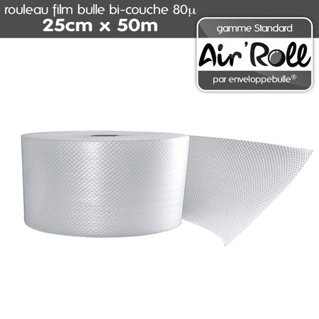 Lot de 6  rouleaux de film bulle d'air largeur 25 cm x longueur 50 mètres - gamme air'roll standard