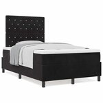 Lit à ressort vidaXL avec matelas Noir Petit Double Velours