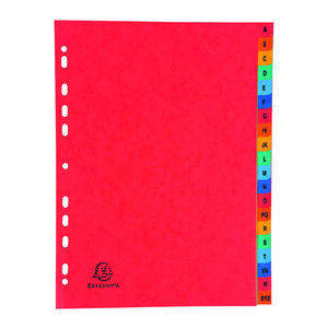 Jeu de 20 intercalaires alphabétiques carte lustrée couleur a4 - exacompta