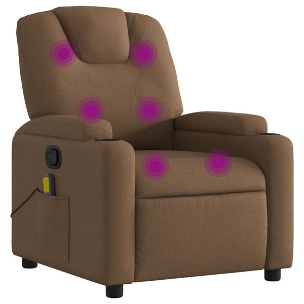 vidaXL Fauteuil de massage inclinable Marron Tissu