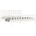 vidaXL Cadre de lit avec tête de lit blanc Super King Size bois massif