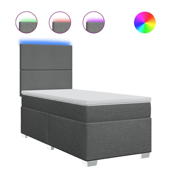 vidaXL Sommier à lattes de lit et matelas Gris foncé 90x190 cm Tissu