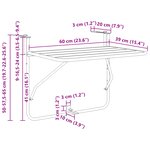 Table de balcon suspendue pliable vidaXL Rouge 60x40 cm Acier