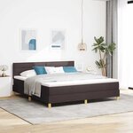 vidaXL Lit à ressort LED avec matelas Marron foncé 180 x 200 cm tissu