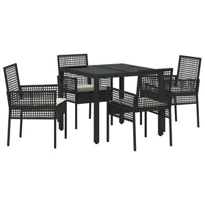 vidaXL Ensemble de salle à manger pour jardin 5 Pièces Noir Poly rotin