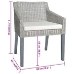 vidaXL Chaises à manger avec coussins lot de 2 gris rotin naturel
