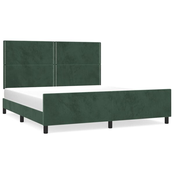 vidaXL Cadre de lit avec tête de lit Vert foncé 160x200 cm Velours