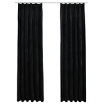 vidaXL Rideaux occultants avec crochets 2 Pièces Velours Noir 140x245 cm