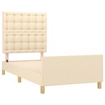 vidaXL Cadre de lit avec tête de lit Crème 90x200 cm Tissu