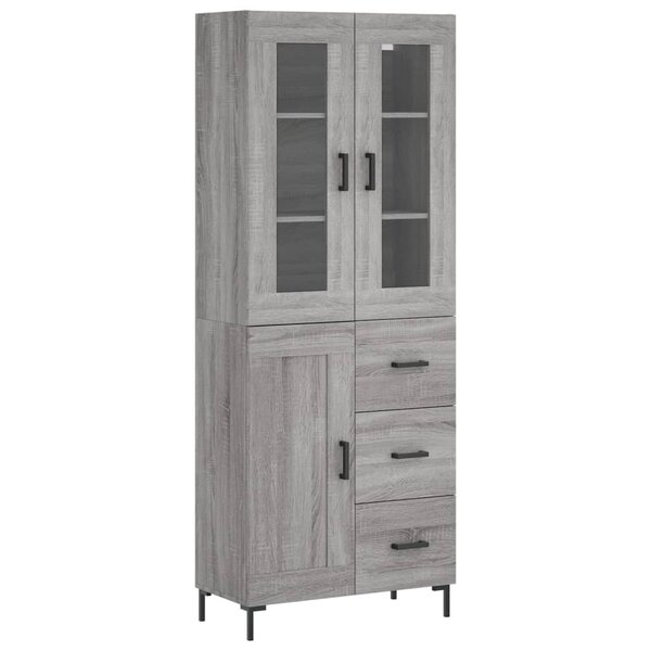 vidaXL Buffet haut Sonoma gris 69 5x34x180 cm Bois d'ingénierie