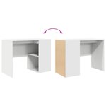 vidaXL Bureau d'écriture Blanc Bois d'ingénierie Moyen Rangement