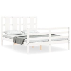 vidaXL Cadre de lit sans matelas blanc 140x190 cm bois massif