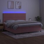 vidaXL Sommier à lattes de lit avec matelas LED Rose 200x200cm Velours