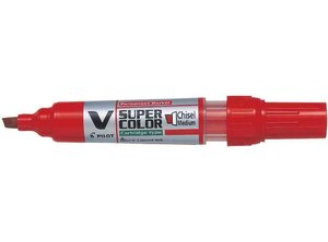 Marqueur Permanent Rechargeable V SUPER COLOR Begreen Pte Biseautée Moyenne Rouge PILOT