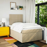 vidaXL Sommier à lattes de lit avec matelas Crème 120x200 cm Tissu