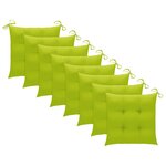 Vidaxl chaises de jardin avec coussins vert vif 8 pièces teck massif