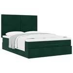 vidaXL Cadre de lit ottoman avec matelas vert foncé 140x200 cm velours