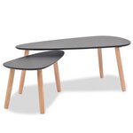 vidaXL Ensemble de tables basses 2 Pièces Bois de pin massif Noir