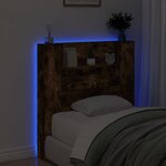 vidaXL Armoire tête de lit avec LED chêne fumé 100x16 5x103 5 cm
