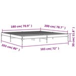 vidaXL Cadre de lit sonoma gris 180x200 cm bois d'ingénierie et métal