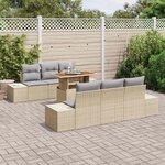 vidaXL Ensemble de canapé de jardin 7 Pièces Beige Poly rotin