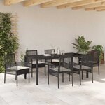vidaXL Ensemble de salle à manger pour jardin 7 Pièces Noir Poly rotin