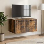 vidaXL Meuble TV mural Chêne fumé 59 5 x 41 x 30 cm Bois d'ingénierie