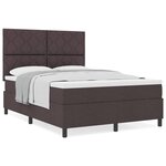 vidaXL Lit à ressorts avec matelas Marron foncé 140 x 200 cm tissu