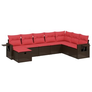 vidaXL Salon de jardin 8 Pièces avec coussins marron résine tressée