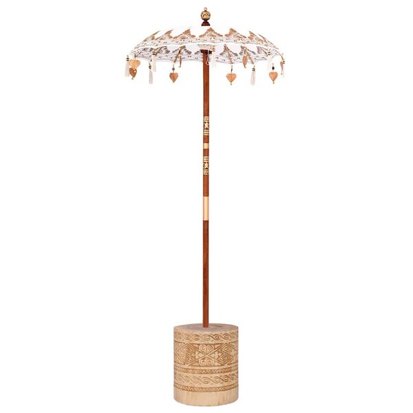 vidaXL Parasol balinais 260 Crème 95-100 cm Coton et bois massif