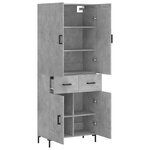 vidaXL Buffet haut Gris béton 69 5x34x180 cm Bois d'ingénierie