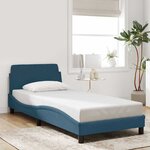 vidaXL Cadre de lit avec tête de lit Dover bleu 90x190 cm velours