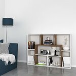 Homemania bibliothèque liam 100x22x136 cm blanc et noyer