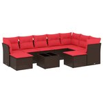 vidaXL Salon de jardin 10 Pièces avec coussins marron résine tressée