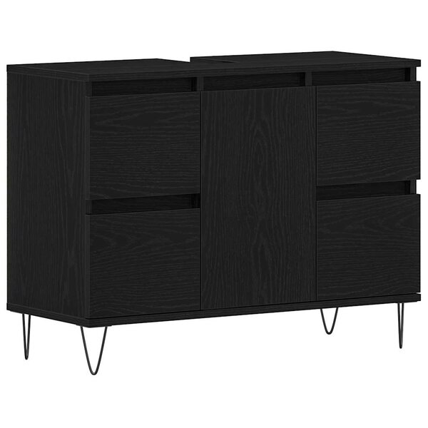 vidaXL Meuble sous lavabo Chêne noir 80 x 33 x 60 cm Bois d'ingénierie