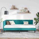vidaXL Cadre de lit d'angle Turquoise 90 x 190 cm Velours