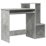 vidaXL Bureau gris Effet béton Panneau de particules Moyen Rangement