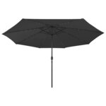 vidaXL Parasol de jardin avec lumières LED et mât en métal 400 cm noir