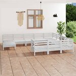 Vidaxl salon de jardin 11 pièces blanc bois de pin massif