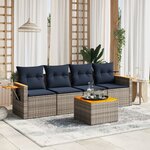 vidaXL Salon de jardin 5 Pièces avec coussins gris résine tressée