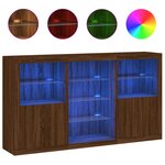 vidaXL Buffet avec lumières LED chêne marron 181 5x37x100 cm
